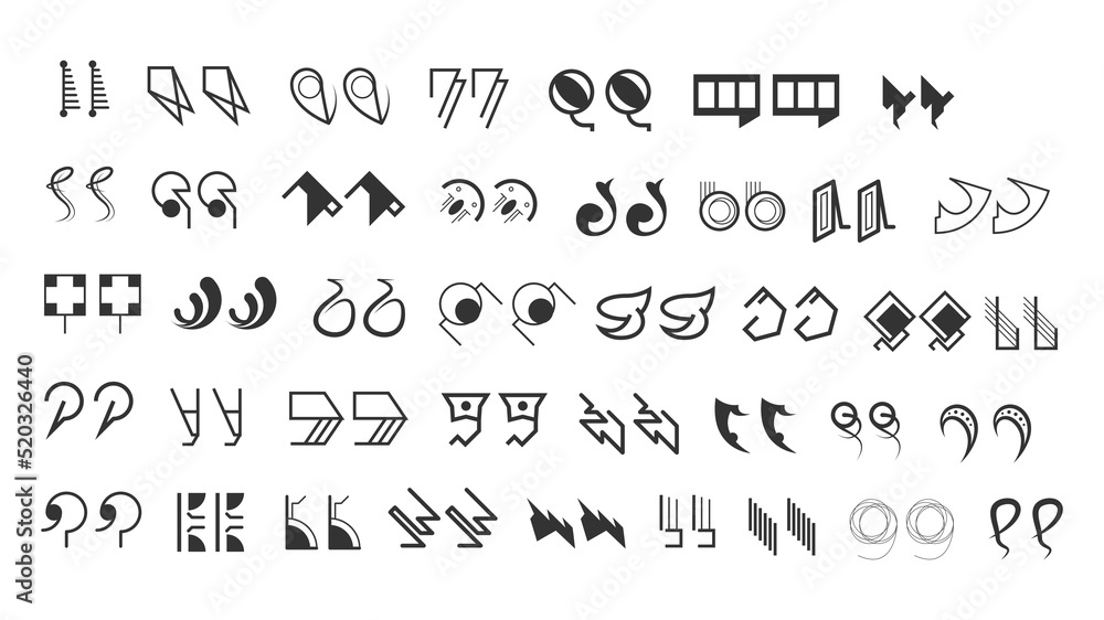 Abstract Set Collection Black Quotemarks Speech Punctuation Excerpt Remarks Icons Vector Design Style Abstract Set Collection Black Quotemarks Speech Punctuation Excerpt Remarks Icons Vector Design Style