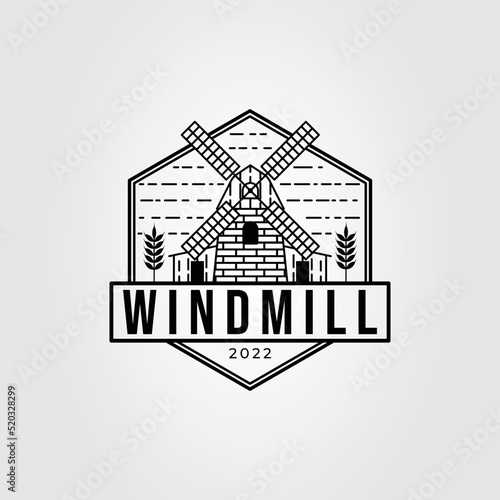 windmill for grind grain or bakery logo vector illustration design photo