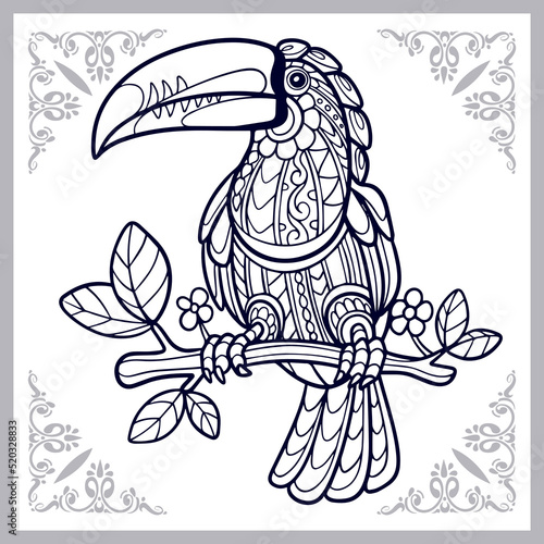 toucan bird zentangle arts isolated on white background.