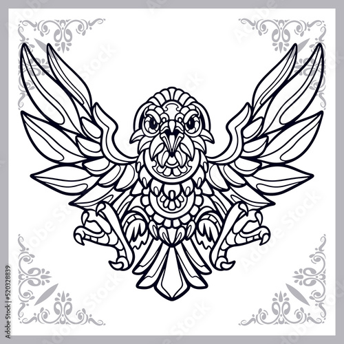 crow bird zentangle arts isolated on white background.