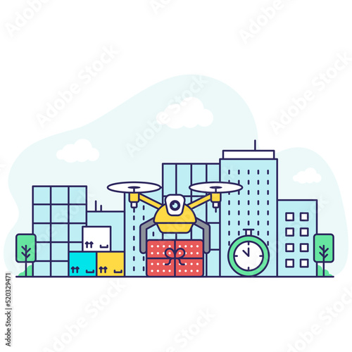 Modern design illustration of drone delivery