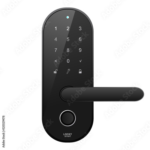 Smart door lock. Smart home security system. Keyless door lock.