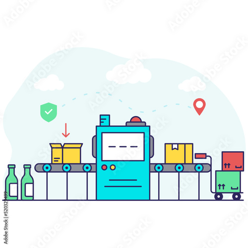 Conveyor belt illustration, editable vector