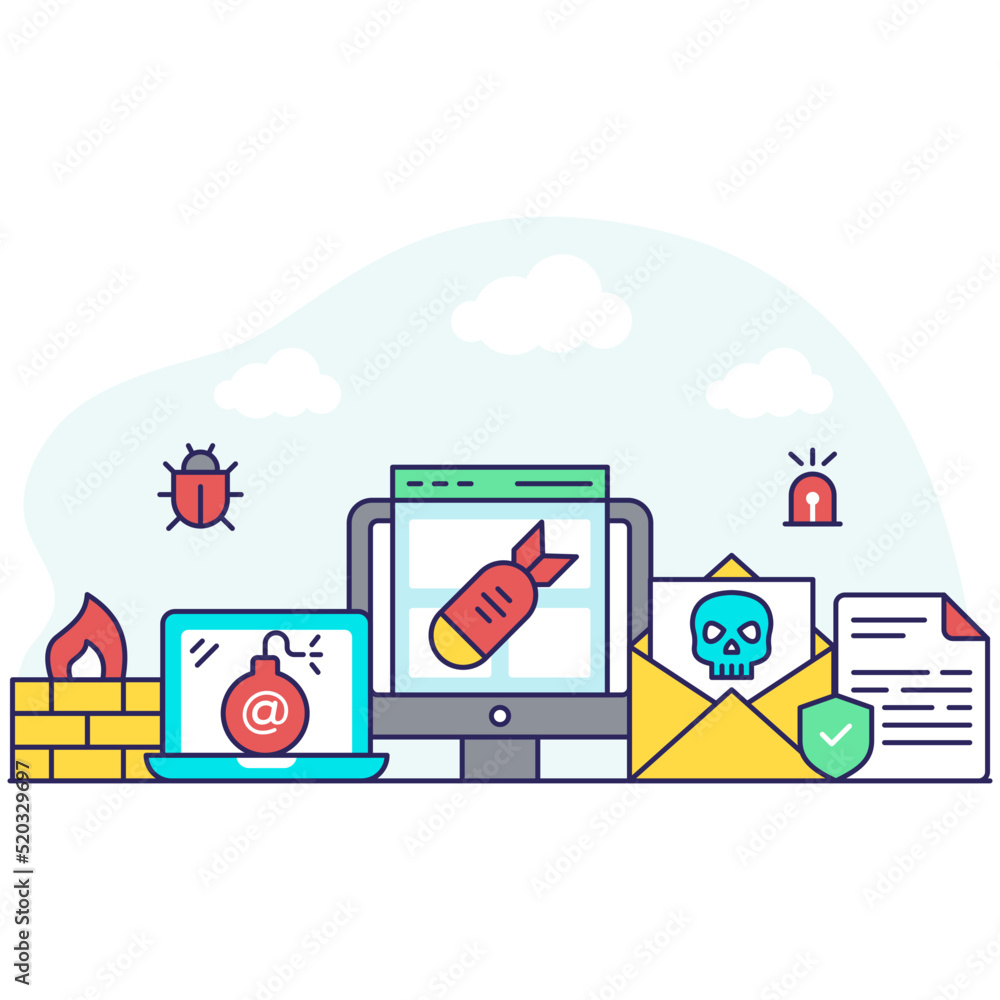Trendy vector design of ddos attack Trendy vector design of ddos attack