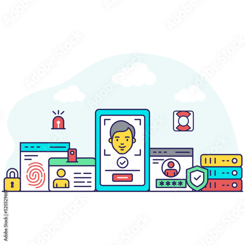 An editable design illustration of mobile face recognition