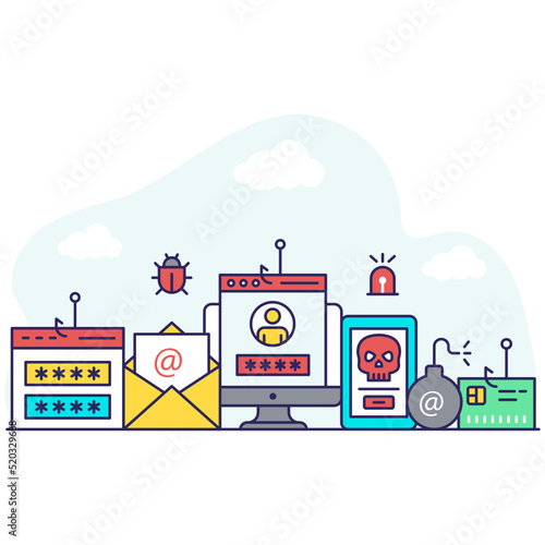 A flat design illustration of profile phishing