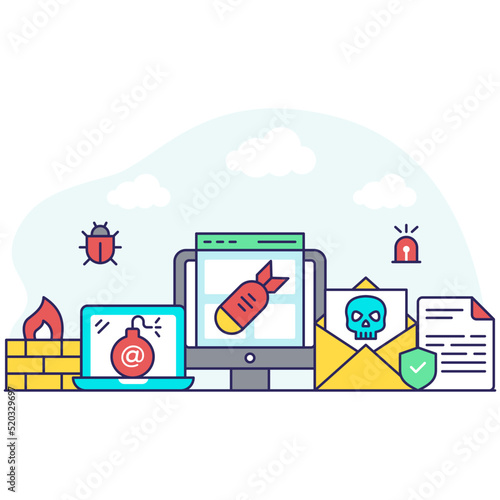 Trendy vector design of ddos attack