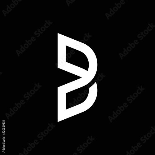 Modern letter B with overlapping line logo design