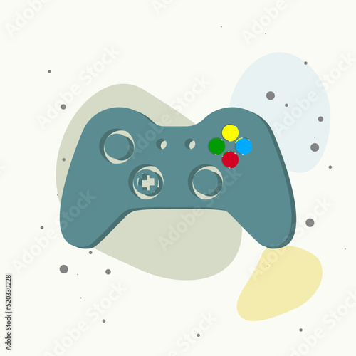 Vector gamepad icon. Game joystick for video games on multicolored background.