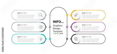 Business Infographic template. Business concept with 6 options. Business data visualization. Process chart.