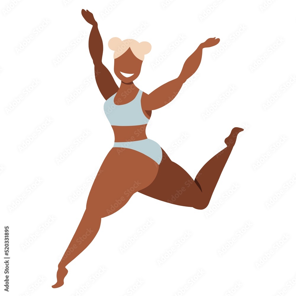 Girl in swimsuits. Happy girl. Body positive. Love your body. Ladie smiling and dancing isolated on white background Girl in swimsuits. Happy girl. Body positive. Love your body. Ladie smiling and dancing isolated on white background