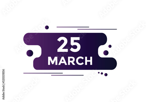 march 25 calendar reminder. 25th march daily calendar icon template. Vector illustration 
