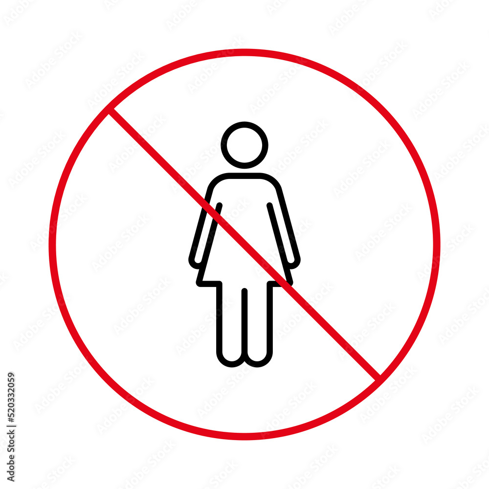 Forbid Access Women Zone Pictogram. No Allowed Girl Sign. Entrance People Prohibited. Restricted Female Entry Red Stop Outline Symbol. Not Woman Ban Black Line Icon. Isolated Vector Illustration Forbid Access Women Zone Pictogram. No Allowed Girl Sign. Entrance People Prohibited. Restricted Female Entry Red Stop Outline Symbol. Not Woman Ban Black Line Icon. Isolated Vector Illustration