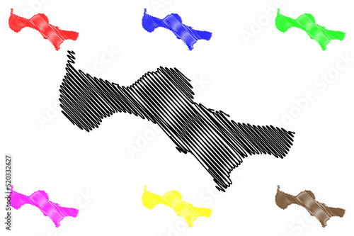 St. Lawrence island (United States of America, North America, Alaska, US, USA, Bering Sea) map vector illustration, scribble sketch St. Lawrence map