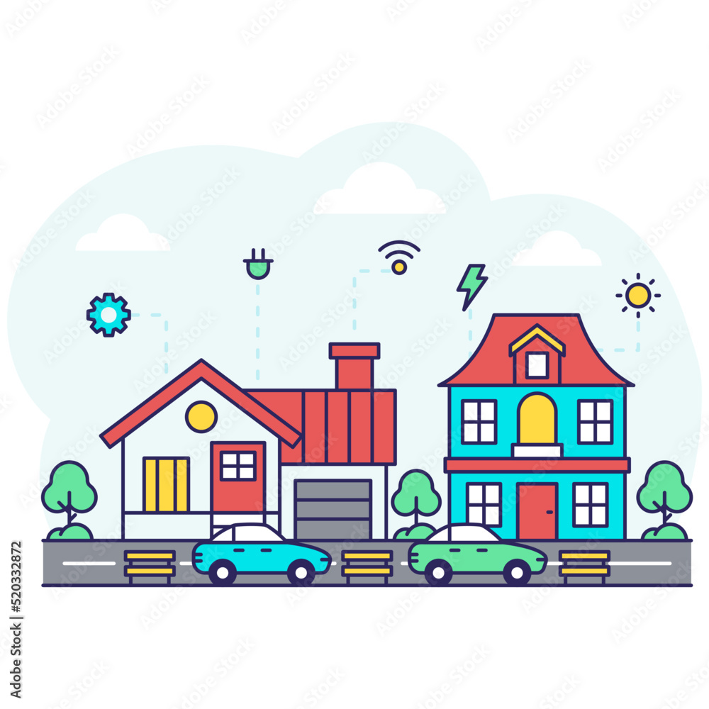 A creative design illustration of bungalow A creative design illustration of bungalow