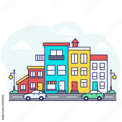 A beautiful building illustration of skyline 