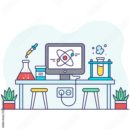Flat design illustration of online science