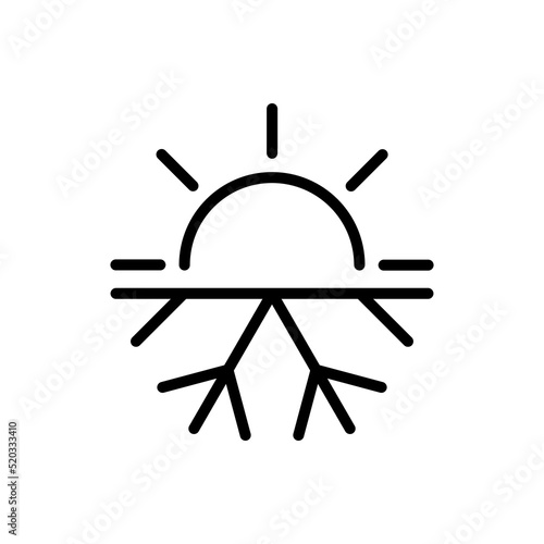 Hot cold, sun snow simple icon vector. Flat design