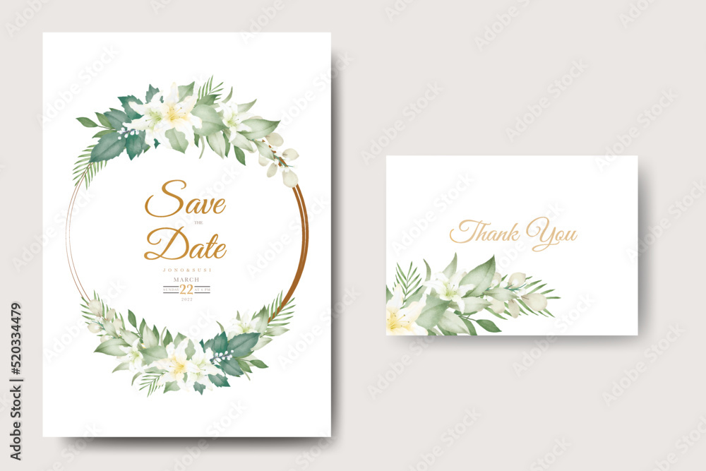 Beautiful Floral Lily wedding Invitation card 