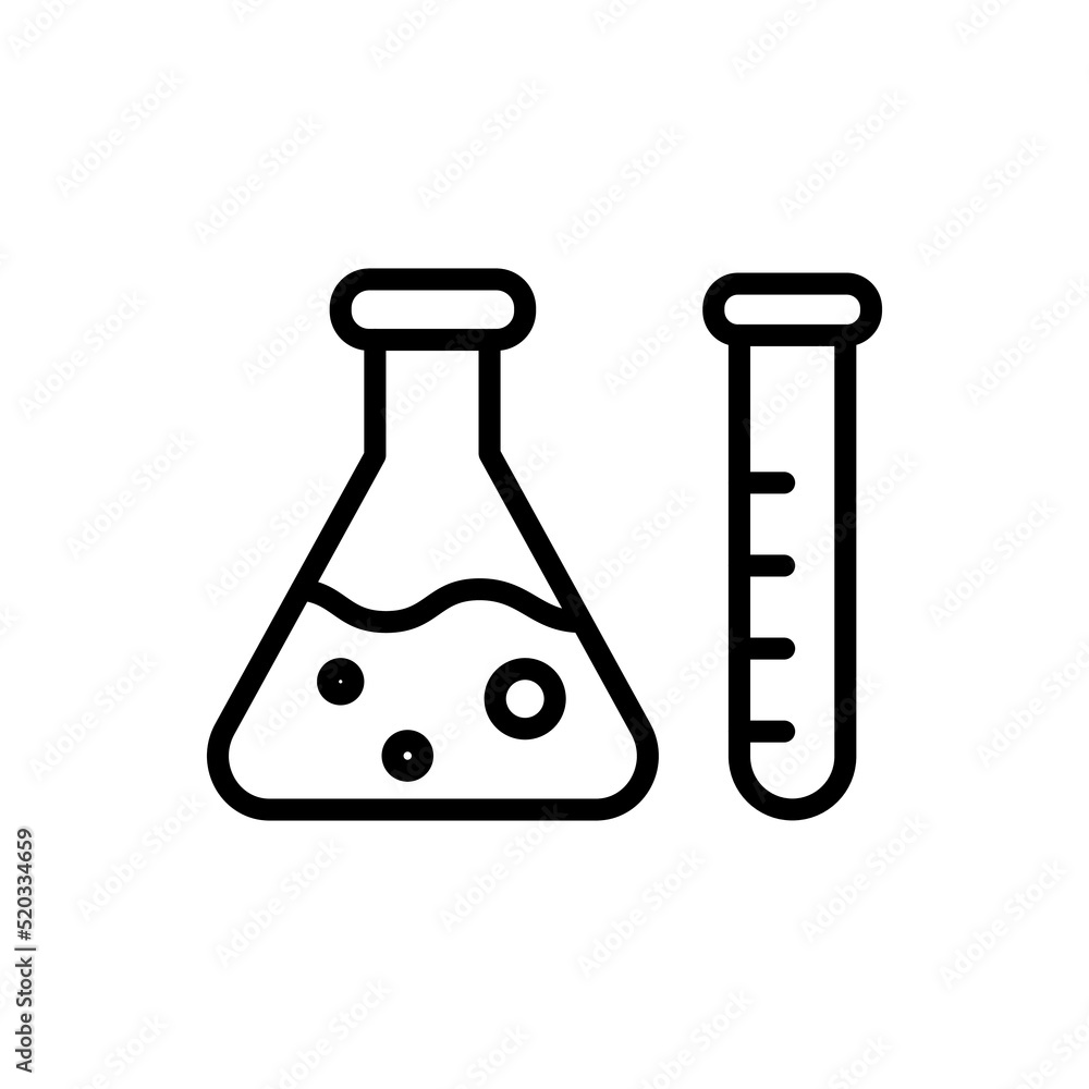 Test tube and flask simple icon vector. Flat design Test tube and flask simple icon vector. Flat design