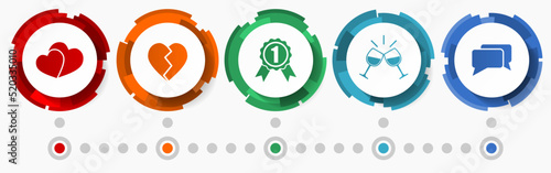 Infographic template in eps 10, wedding celebration concept vector icon set, flat design web buttons