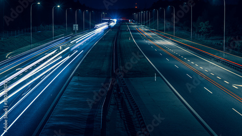 lights of cars with night. long exposure