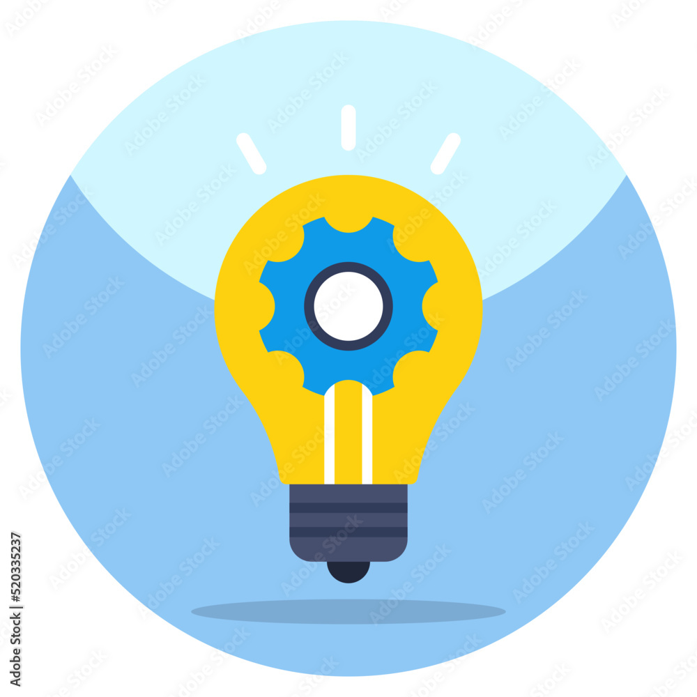 Gear inside light bulb, icon of idea generation Gear inside light bulb, icon of idea generation