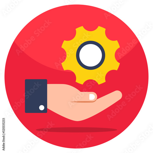 Gear on hand, icon of service provider