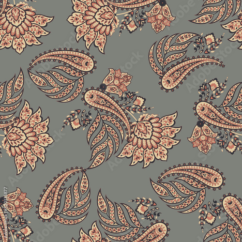 Paisley Floral oriental ethnic Pattern. Seamless Vector Ornament. Ornamental motifs of the Fashion fabric patterns.