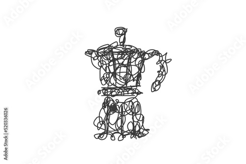 Vector hand drawn illustration of moka pot in vintage engraved style. isolated on white.