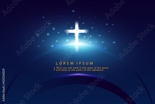 Cross Sign with Shining Light Effect. Vector illustration