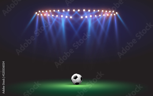 Soccer arena. football stadium with grass field, lights and spotlights. © Kalawin