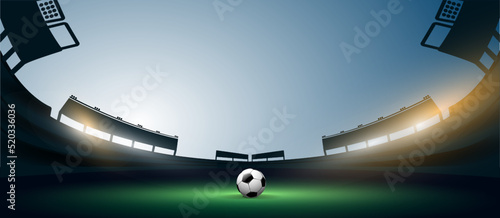 Public Buildings. Football Arena. Sports stadium with lights background, eps 10