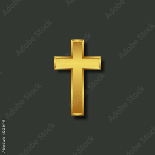 Gold cross sign. Vector illustration