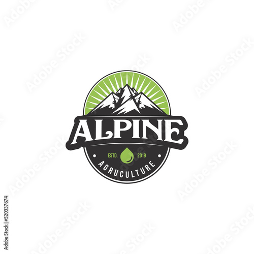 Alpine agriculture mountain cannabis farm logo
