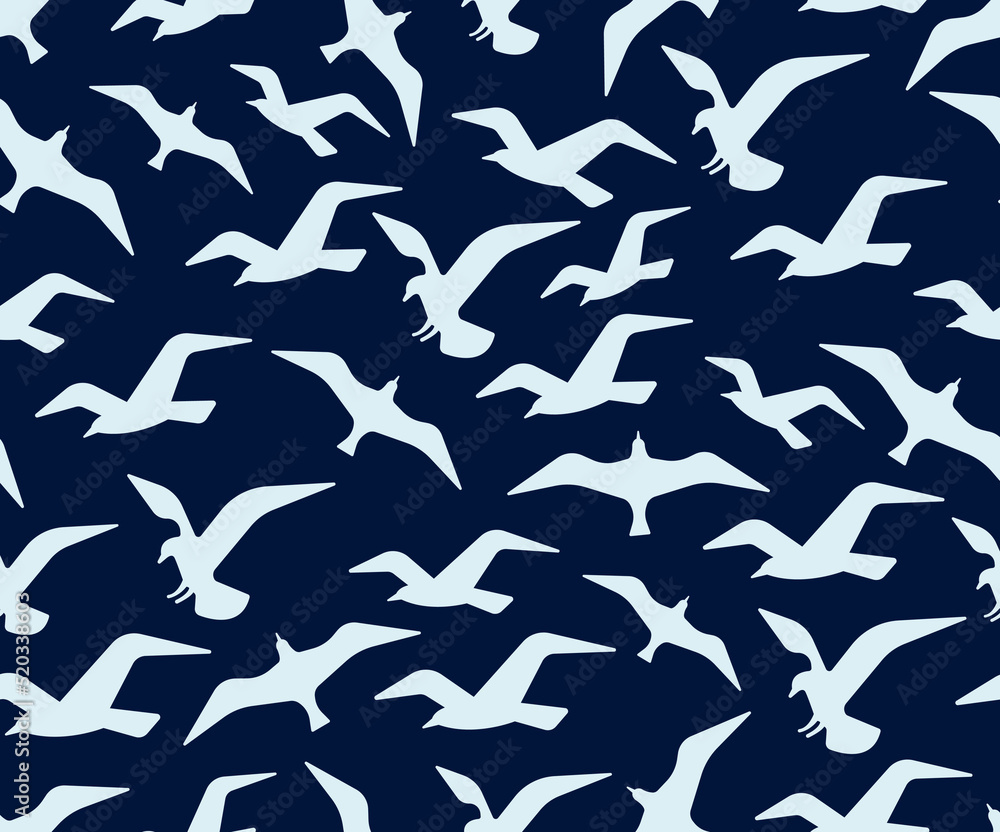 Seagull seamless pattern
