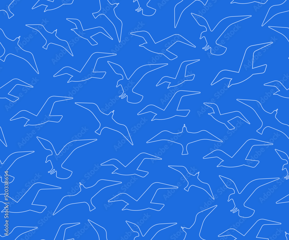 Seagull line seamless blue pattern Seagull line seamless blue pattern