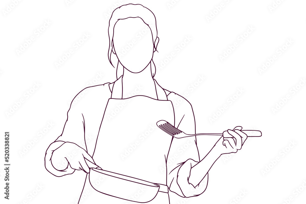 beautiful chef cooking hand drawn style vector illustration beautiful chef cooking hand drawn style vector illustration