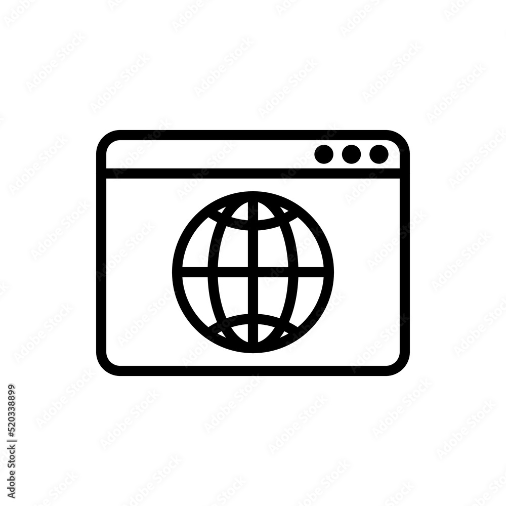 Browser, globe simple icon vector. Flat design Browser, globe simple icon vector. Flat design