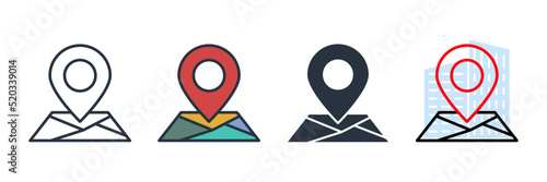 location icon logo vector illustration. map symbol template for graphic and web design collection