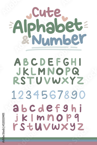 cute alphabet and numbers hand drawn lettering