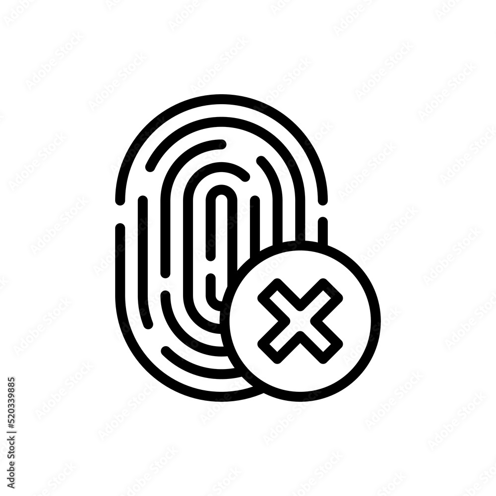 Fingerprint with deny, reject simple icon vector. Flat design Fingerprint with deny, reject simple icon vector. Flat design