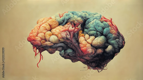 Illustration of brain as intelligence and idea concept