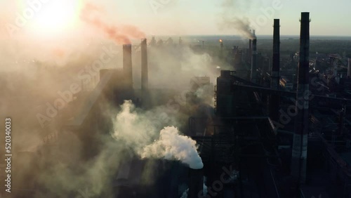 Industry energy ecology power factory smoke sunset dawn toxic nature