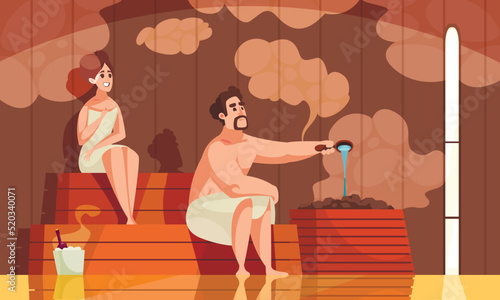 Steaming In Steam Room Cartoon Background