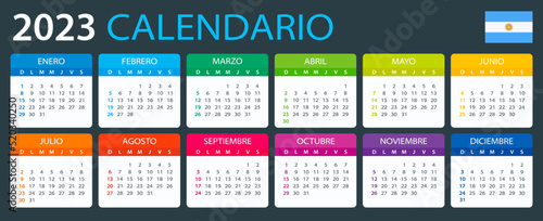 Vector template of color 2023 calendar - Argentinian version