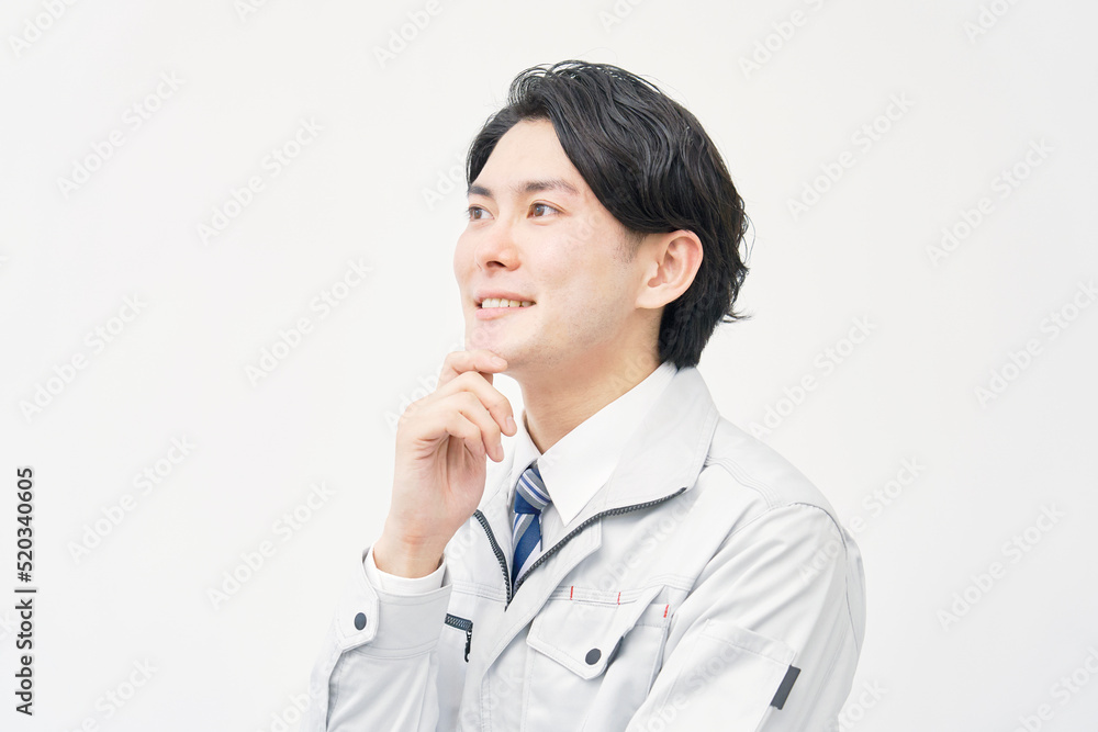 白バックで想像する作業員 白バックで想像する作業員