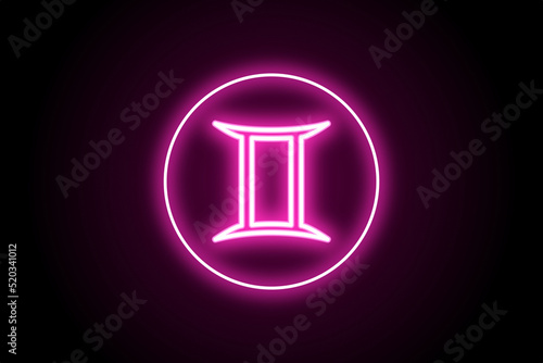 Astrology horoscope zodiac gemini glowing neon sign icon  photo