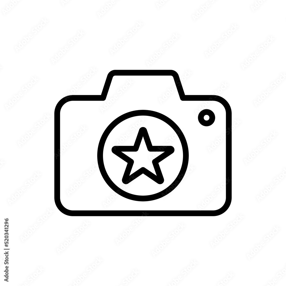 Photo camera with star simple icon vector. Flat design Photo camera with star simple icon vector. Flat design