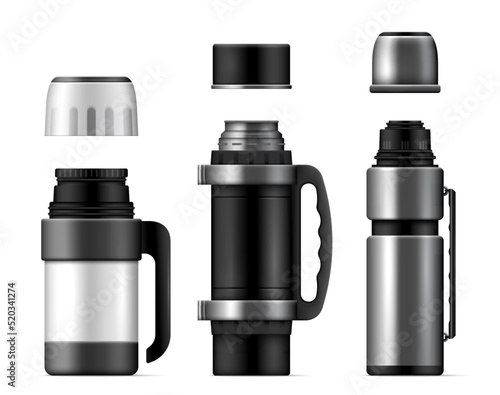 Realistic Thermos Cup Icon Set